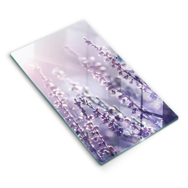 Chopping board glass Field flowers and butterfly