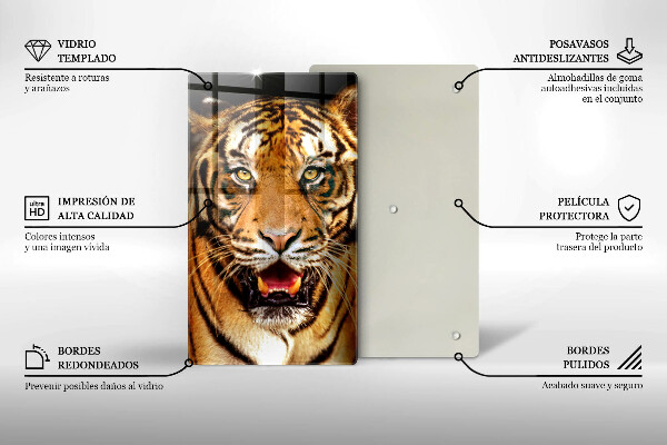 Chopping board glass Wild animal tiger