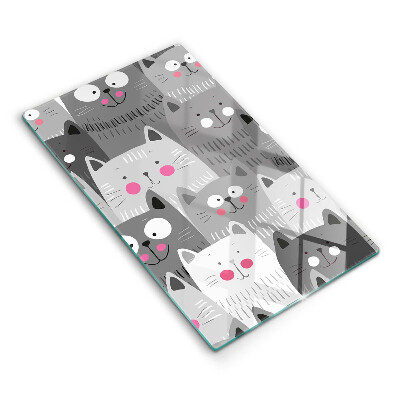 Chopping board glass Illustration of cats