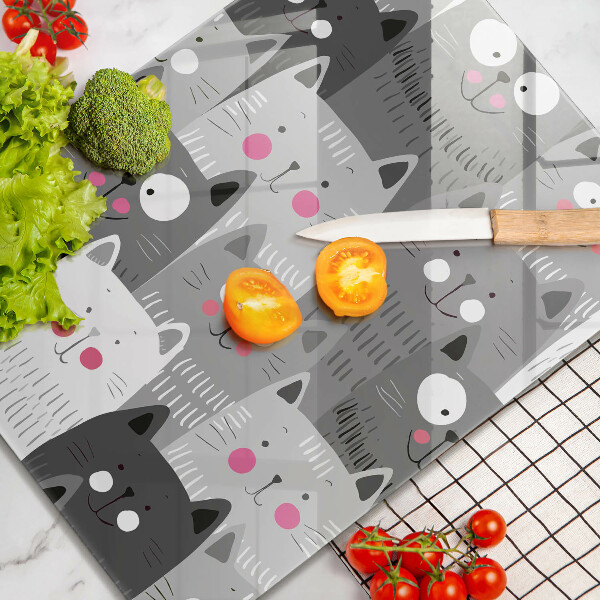 Chopping board glass Illustration of cats