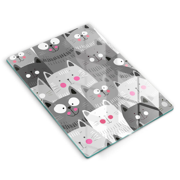 Chopping board glass Illustration of cats