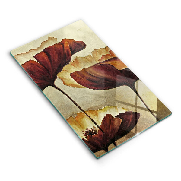 Chopping board glass Painted boho flowers