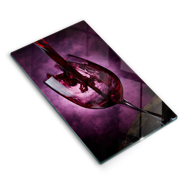Chopping board glass A glass of wine