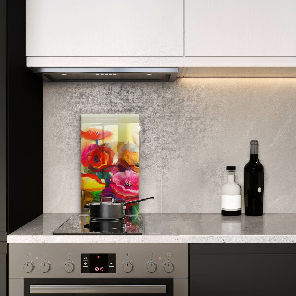Chopping board glass Painted colorful flowers