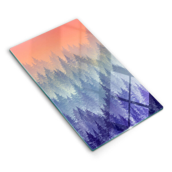 Chopping board glass Forest at sunset