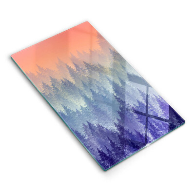 Chopping board glass Forest at sunset