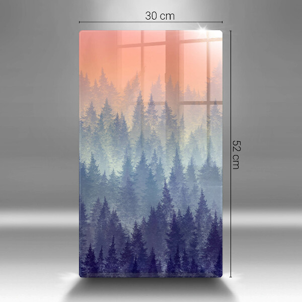 Chopping board glass Forest at sunset