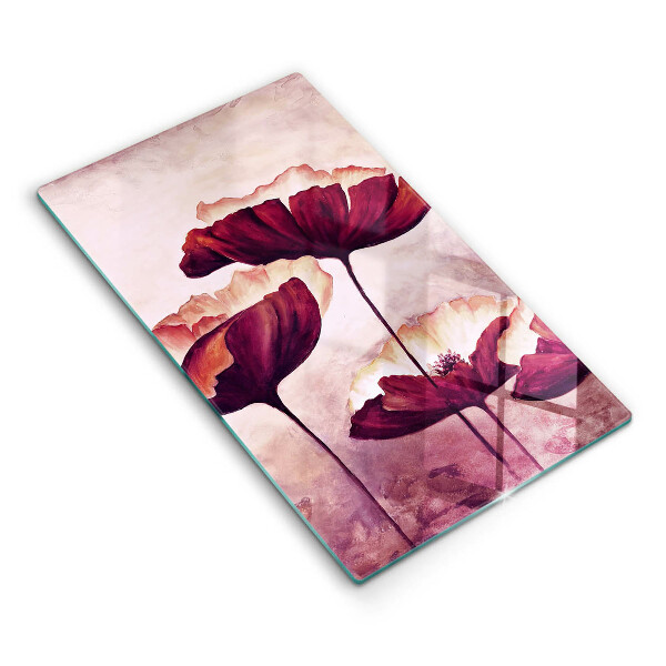 Chopping board glass Painting flowers