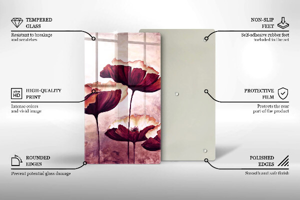 Chopping board glass Painting flowers