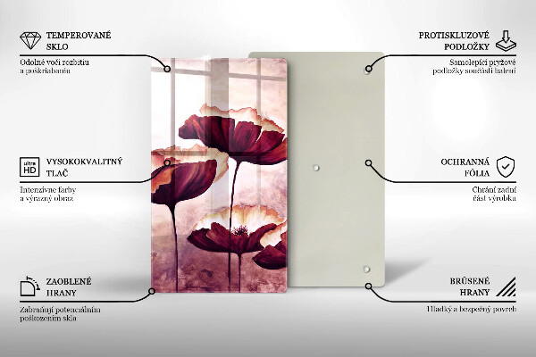 Chopping board glass Painting flowers