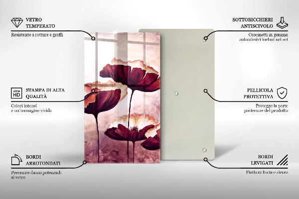 Chopping board glass Painting flowers