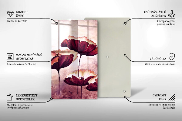 Chopping board glass Painting flowers
