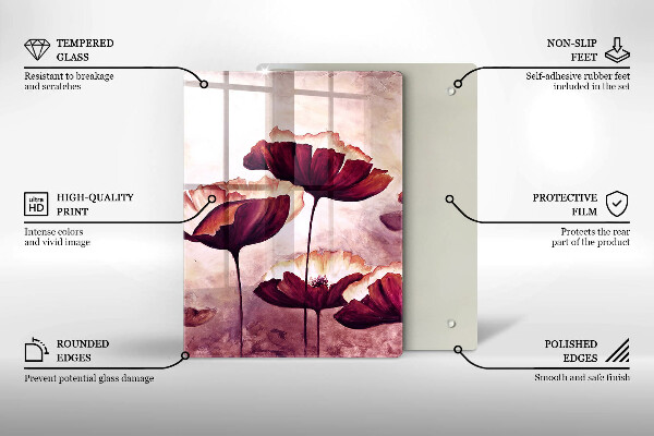 Chopping board glass Painting flowers