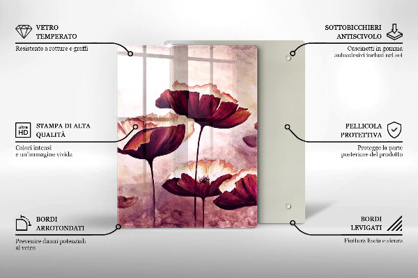 Chopping board glass Painting flowers