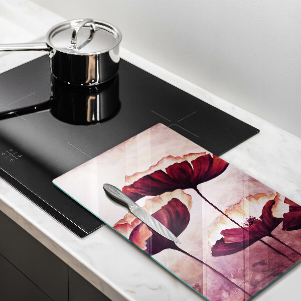 Chopping board glass Painting flowers