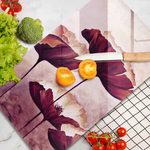 Chopping board glass Painting flowers