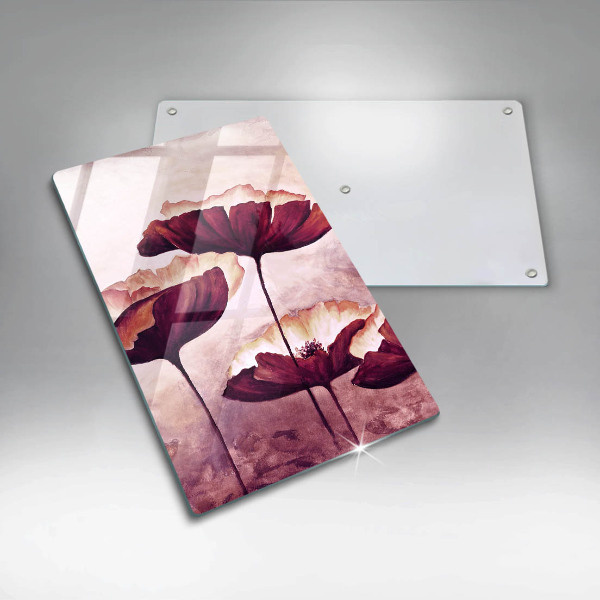 Chopping board glass Painting flowers