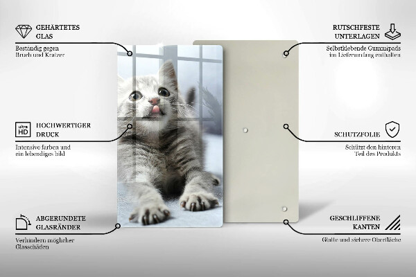Chopping board glass Little cute kitty