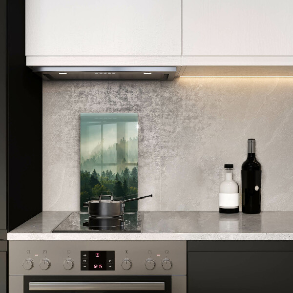 Chopping board glass Landscape view of the forest