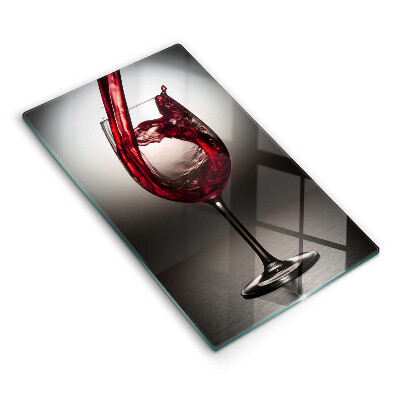 Chopping board glass Glass and red wine