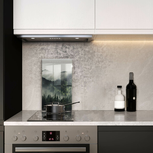 Chopping board glass Land and fog landscape