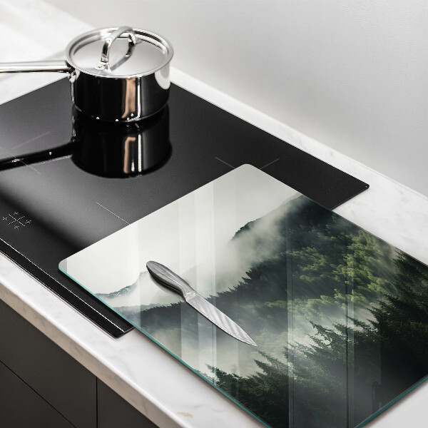 Chopping board glass Land and fog landscape