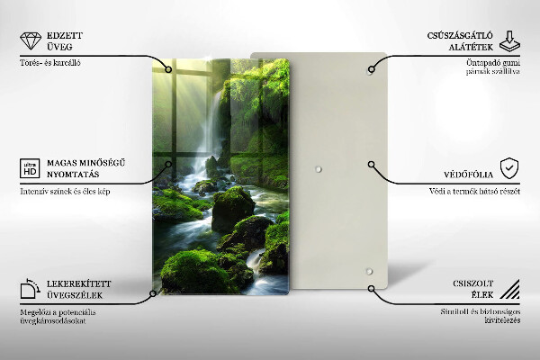 Chopping board glass Waterfall in the jungle