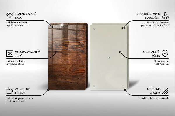 Glass chopping board Dark wood board