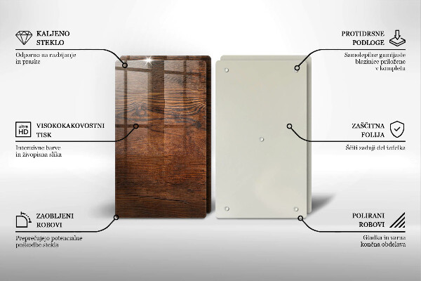 Glass chopping board Dark wood board