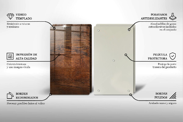 Glass chopping board Dark wood board