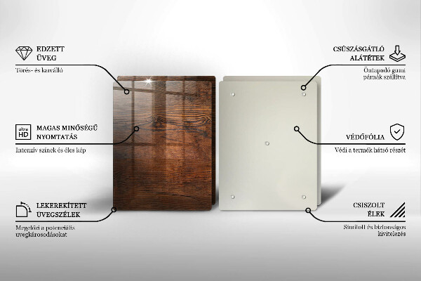 Glass chopping board Dark wood board