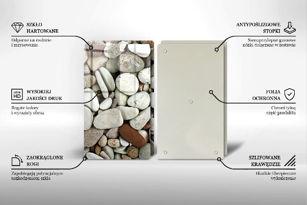 Glass chopping board Background small stones