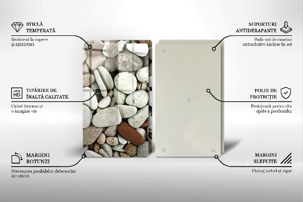 Glass chopping board Background small stones