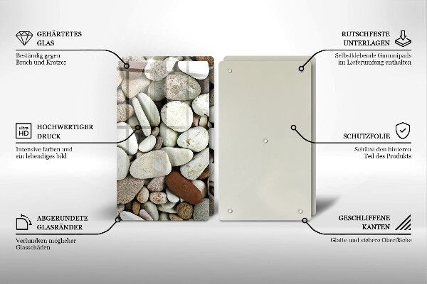 Glass chopping board Background small stones