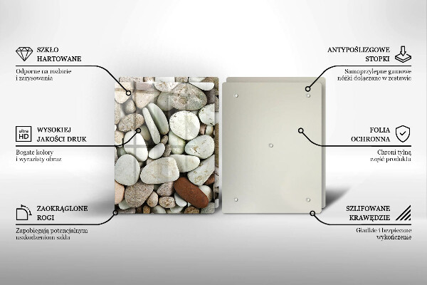 Glass chopping board Background small stones