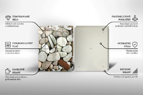 Glass chopping board Background small stones