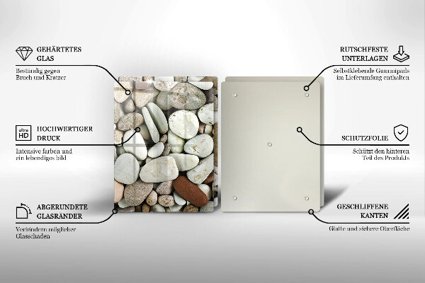 Glass chopping board Background small stones