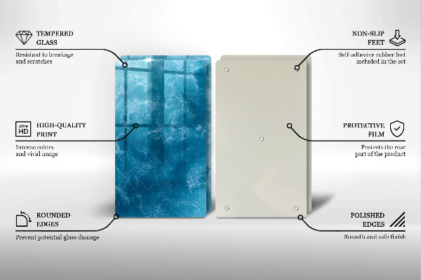 Glass chopping board Blue water