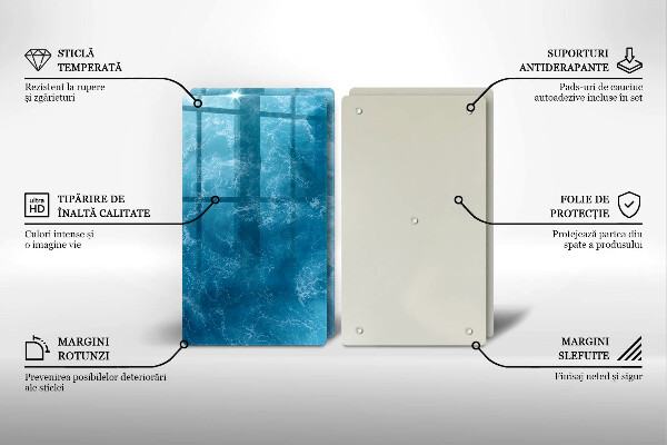 Glass chopping board Blue water