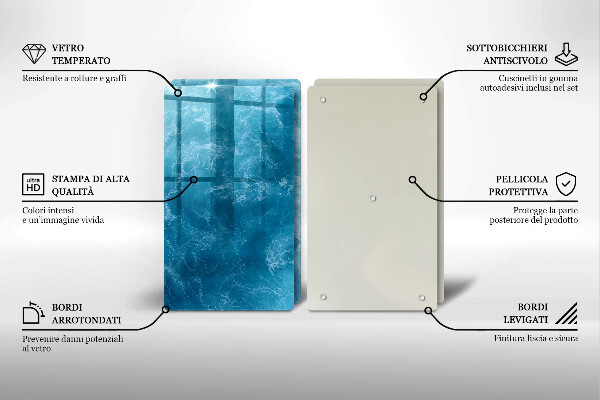 Glass chopping board Blue water