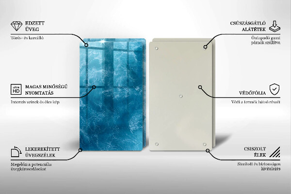 Glass chopping board Blue water