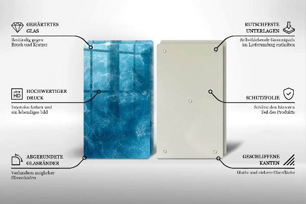 Glass chopping board Blue water