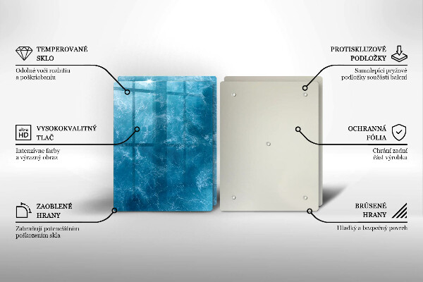 Glass chopping board Blue water