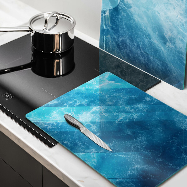Glass chopping board Blue water