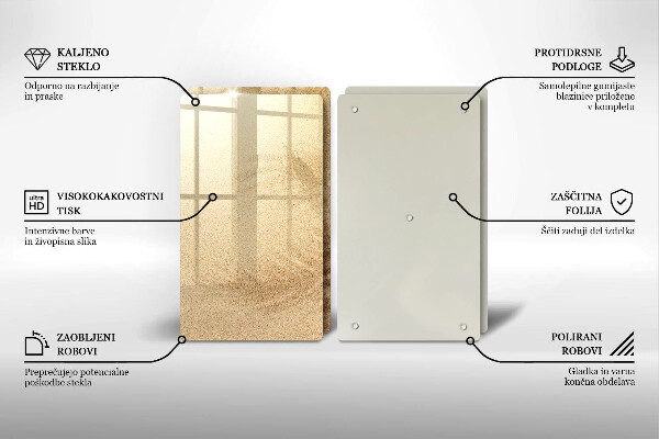 Glass chopping board Beach sand and holidays