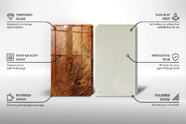 Glass chopping board Wood grain