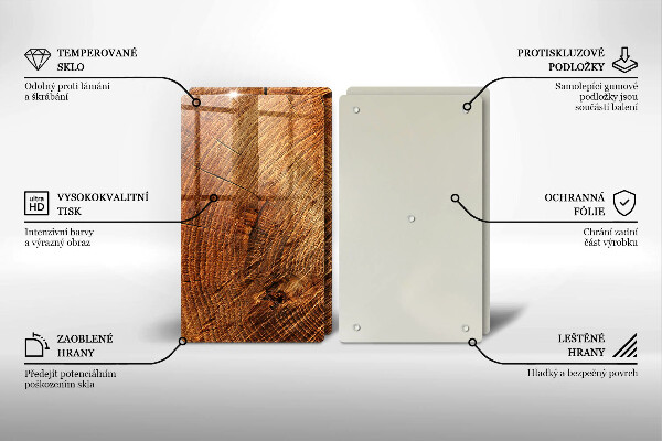 Glass chopping board Wood grain