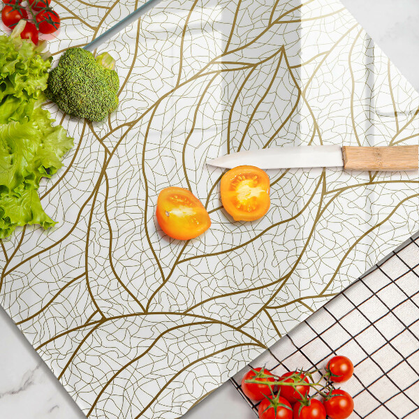 Glass chopping board Line-art leaves pattern