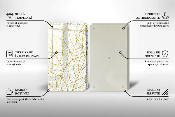 Glass chopping board Line-art leaves pattern