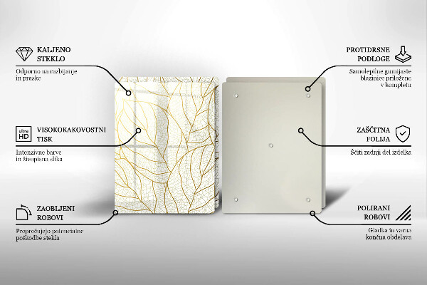 Glass chopping board Line-art leaves pattern